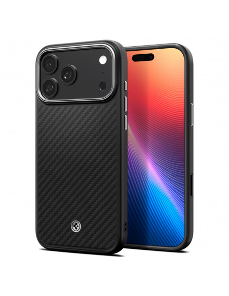 
„iPhone 17 Pro MagSafe“ dėklas – juodas ir sidabrinis
