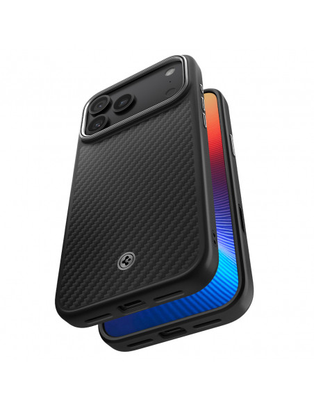 
„iPhone 17 Pro MagSafe“ dėklas – juodas ir sidabrinis
