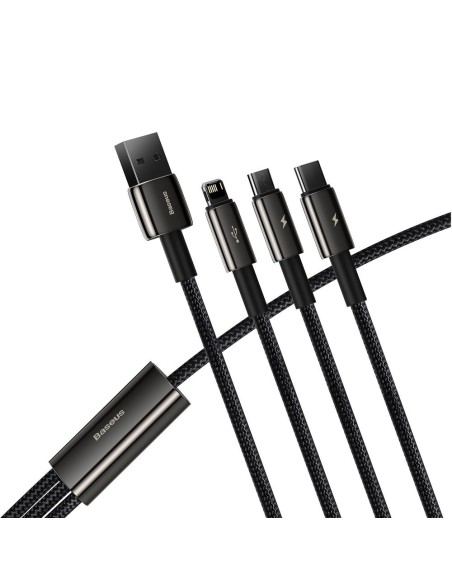 Kabelis 3in1 USB USB-C iPhone Lightning microUSB 3.5 A 1.5 m juodas Kabelis 3in1 USB USB-C iPhone Lightning microUSB 3.5 A 1.5 m juodas