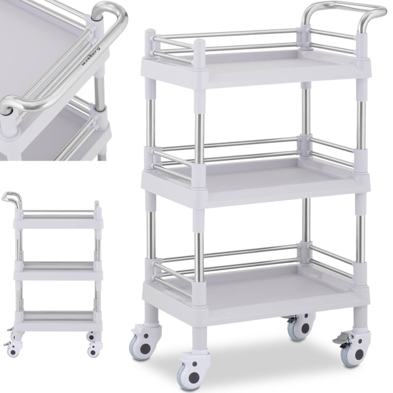 Kosmetinių procedūrų laboratorinis vežimėlis su 3 lentynomis 61 x 36 x 99 cm Kosmetinių procedūrų laboratorinis vežimėlis su 3 lentynomis 61 x 36 x 99 cm