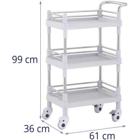 Kosmetinių procedūrų laboratorinis vežimėlis su 3 lentynomis 61 x 36 x 99 cm Kosmetinių procedūrų laboratorinis vežimėlis su 3 lentynomis 61 x 36 x 99 cm