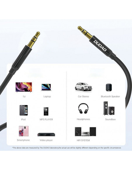 
Stereo AUX kabelis su mini lizdu 3,5 mm, 1 m – juodas
