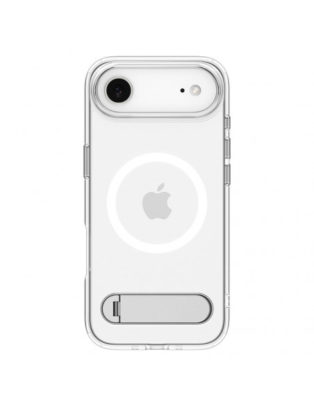 
„iPhone 17 Air Ultra Hybrid S“ apsauginis „MagSafe“ dėklas su stovu – skaidrus ir baltas
