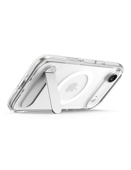 
„iPhone 17 Air Ultra Hybrid S“ apsauginis „MagSafe“ dėklas su stovu – skaidrus ir baltas
