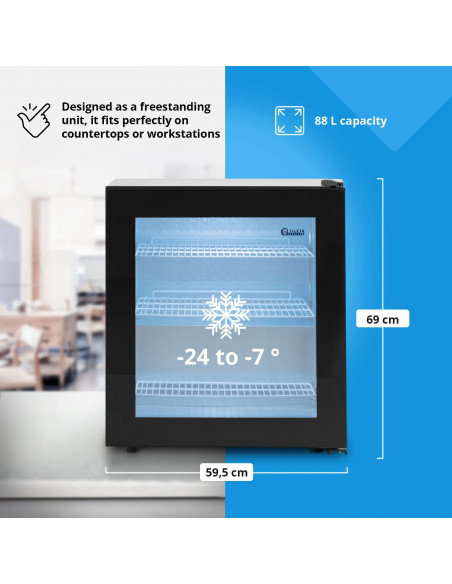 
Šaldiklio spintelė, po stalviršiu montuojama šaldiklio spintelė, stiklinė, 3 lentynos, 88 l

