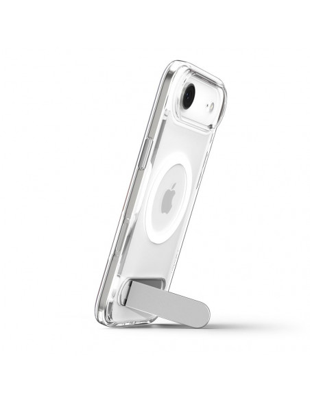 
„iPhone 17 Air Ultra Hybrid S“ apsauginis „MagSafe“ dėklas su stovu – skaidrus ir baltas
