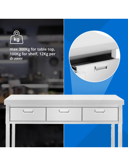 
Stalas, darbastalis, 3 stalčiai, lentyna, PLIENAS, 120 x 60 cm
