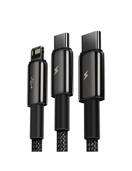 Kabelis 3in1 USB USB-C iPhone Lightning microUSB 3.5 A 1.5 m juodas Kabelis 3in1 USB USB-C iPhone Lightning microUSB 3.5 A 1.5 m juodas
