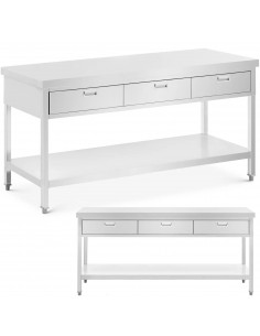 
Stalas, darbastalis, 3 stalčiai, lentyna, PLIENAS, 180 x 60 cm
