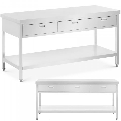 
Stalas, darbastalis, 3 stalčiai, lentyna, PLIENAS, 180 x 60 cm
