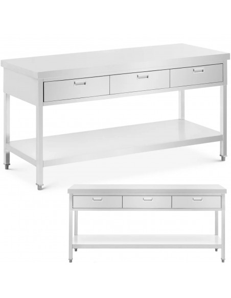 
Stalas, darbastalis, 3 stalčiai, lentyna, PLIENAS, 180 x 60 cm
