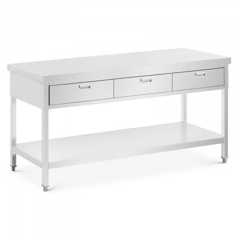 
Stalas, darbastalis, 3 stalčiai, lentyna, PLIENAS, 180 x 60 cm
