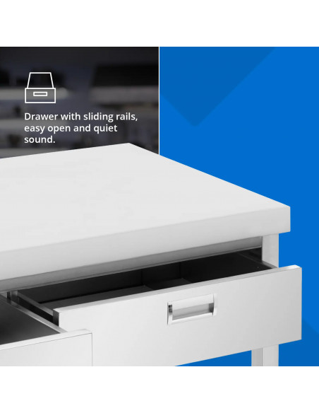 
Stalas, darbastalis, 3 stalčiai, lentyna, PLIENAS, 180 x 60 cm
