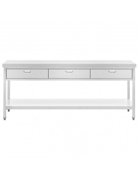 
Stalas, stalviršis, 3 stalčiai, lentyna, PLIENAS, 200 x 60 cm
