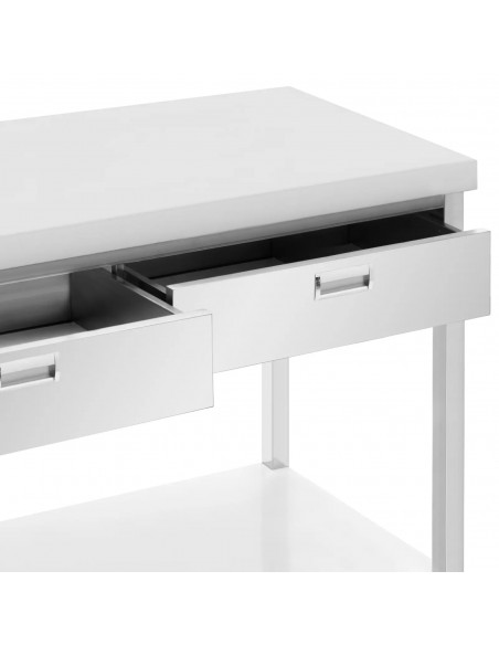 
Stalas, stalviršis, 3 stalčiai, lentyna, PLIENAS, 200 x 60 cm
