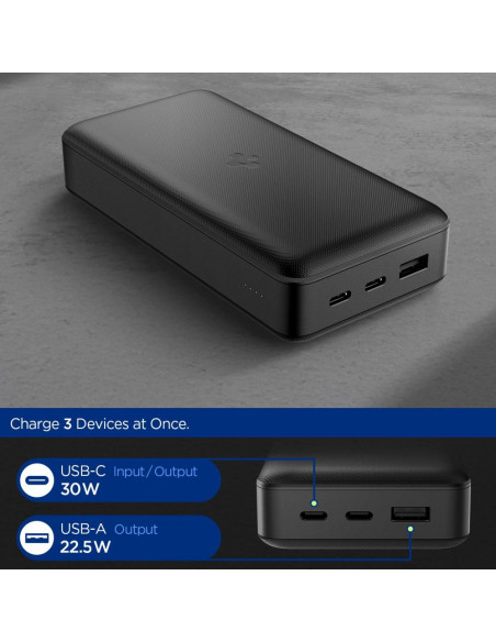 
Nešiojamoji baterija 30000mAh 30W USB-A USB-C - juoda
