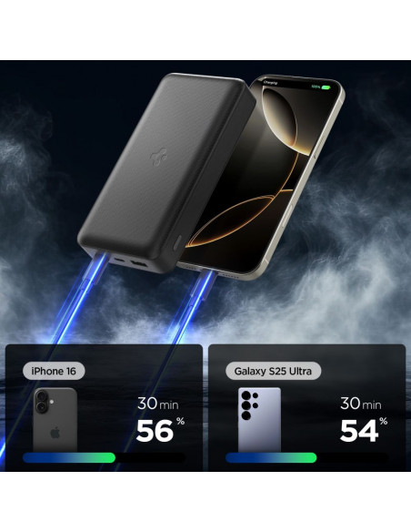 
Nešiojamoji baterija 30000mAh 30W USB-A USB-C - juoda
