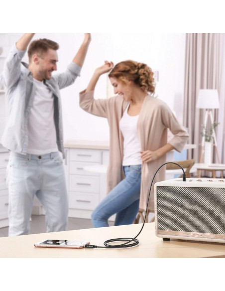 
Stereo AUX kabelis su mini lizdu 3,5 mm, 1 m – juodas
