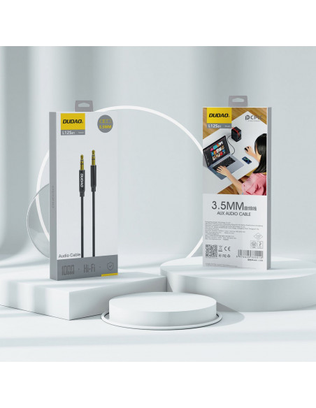 
Stereo AUX kabelis su mini lizdu 3,5 mm, 1 m – juodas
