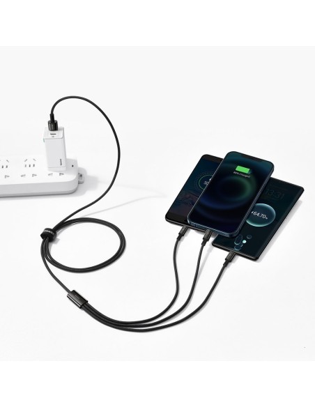 Kabelis 3in1 USB USB-C iPhone Lightning microUSB 3.5 A 1.5 m juodas Kabelis 3in1 USB USB-C iPhone Lightning microUSB 3.5 A 1.5 m juodas