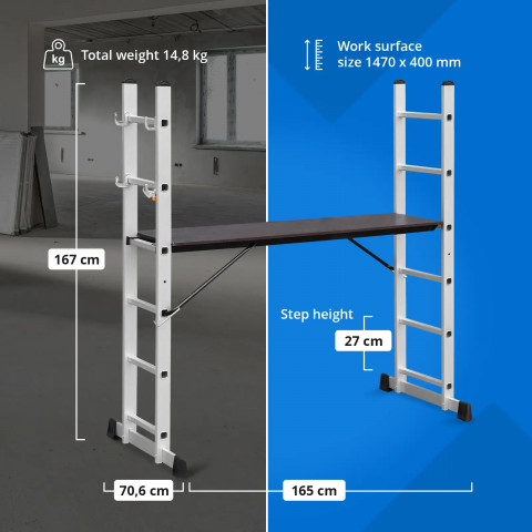 
3 viename sulankstomos kopėčios pastoliai iki 2,73 m
