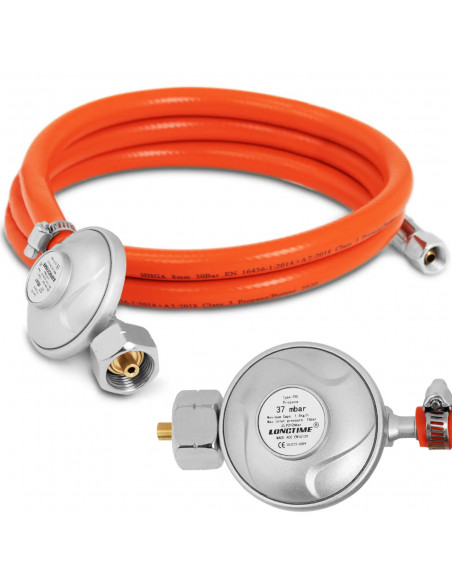 
Dujų reduktorius griliui 37 mbar išleidimo angos skersmuo 8 mm įleidimo anga G16
