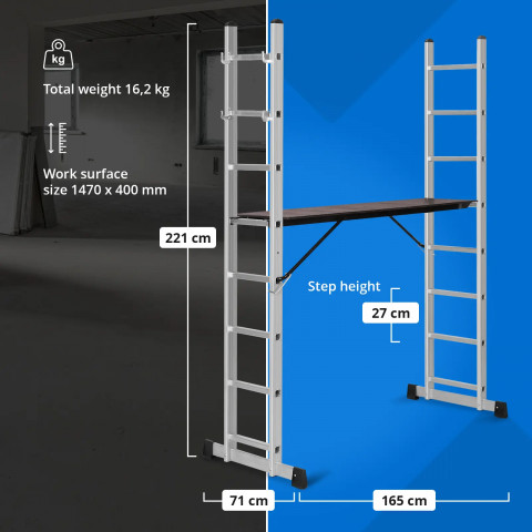 
3 viename sulankstomos kopėčios pastoliai iki 3,8 m
