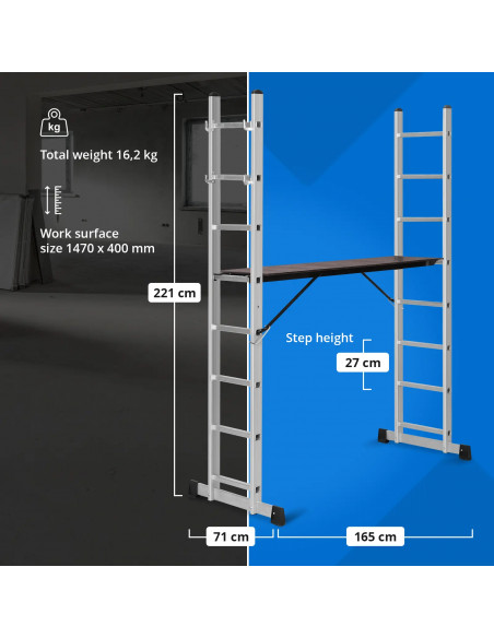 
3 viename sulankstomos kopėčios pastoliai iki 3,8 m
