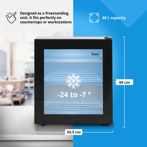
Šaldiklio spintelė, po stalviršiu montuojama šaldyklė, stiklinė, 3 lentynos, 88 l

