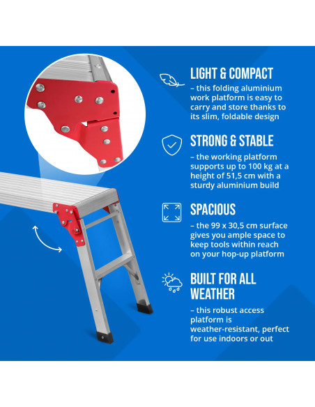 
Sulankstoma darbo platforma 99 x 30,5 cm, aukštis 51,5 cm
