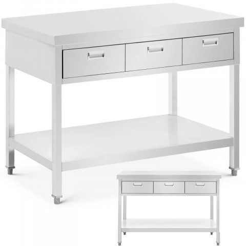 
Stalas, darbastalis, 3 stalčiai, lentyna, PLIENAS, 120 x 60 cm
