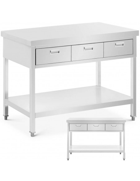 
Stalas, darbastalis, 3 stalčiai, lentyna, PLIENAS, 120 x 60 cm
