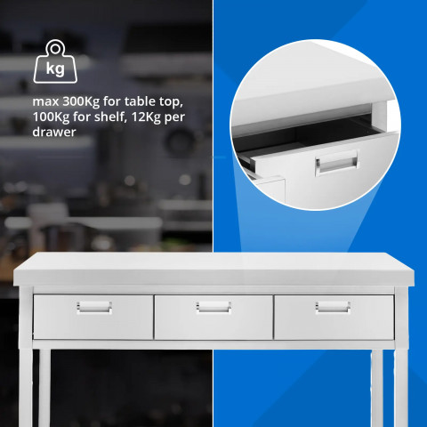 
Stalas, darbastalis, 3 stalčiai, lentyna, PLIENAS, 120 x 60 cm
