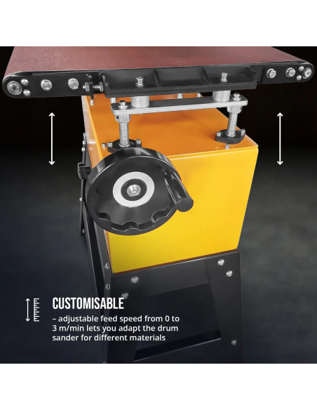 
Platus juostinis šlifuoklis metalui, medienai, plastikui, plotis 450 mm, 1500 W
