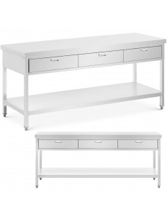 
Stalas, darbastalis, 3 stalčiai, lentyna, PLIENAS, 200 x 60 cm
