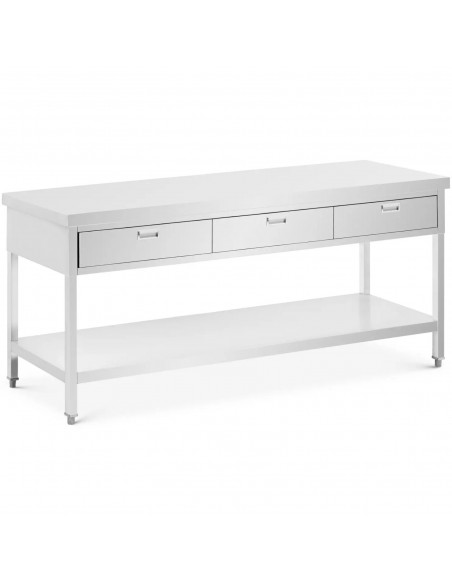 
Stalas, darbastalis, 3 stalčiai, lentyna, PLIENAS, 200 x 60 cm
