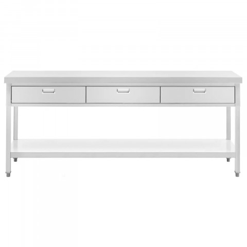 
Stalas, darbastalis, 3 stalčiai, lentyna, PLIENAS, 200 x 60 cm
