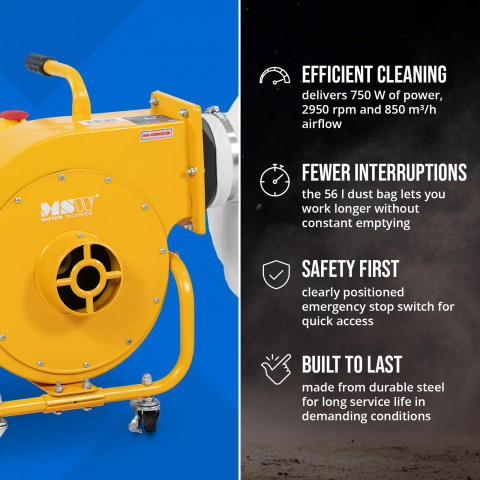 
Pjuvenų ir drožlių dulkių siurblys 56 l 850 m3/ h
