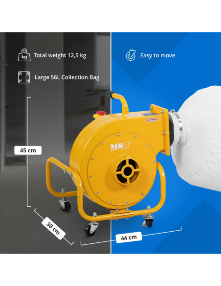 
Pjuvenų ir drožlių dulkių siurblys 56 l 850 m3/ h
