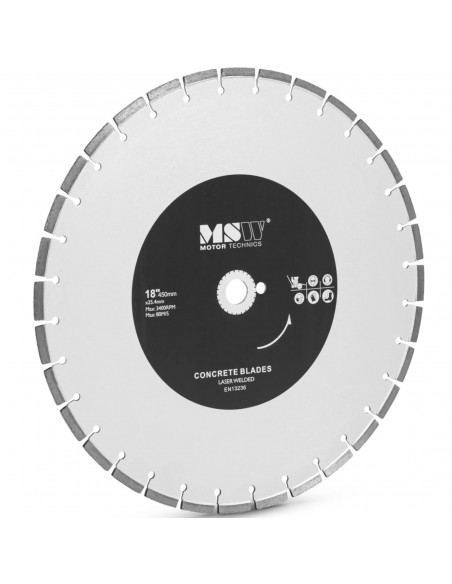 
Deimantinis diskas betonui, keramikai, plytelėms, skersmuo 450 mm, kiaurymė 25,4 mm
