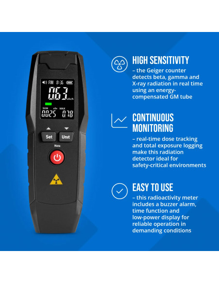 
Geigerio beta gama rentgeno spinduliuotės matuoklis

