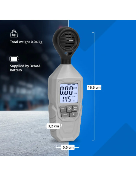 
TVOC HCHO oro kokybės matuoklis nuo 0,01 mg/ m3
