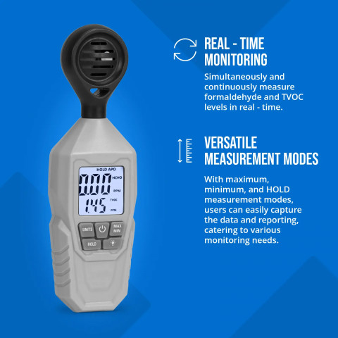 
TVOC HCHO oro kokybės matuoklis nuo 0,01 mg/ m3

