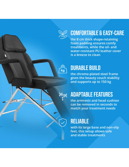 
SPA MATERA tatuiruočių masažo kosmetikos kėdė - juoda
