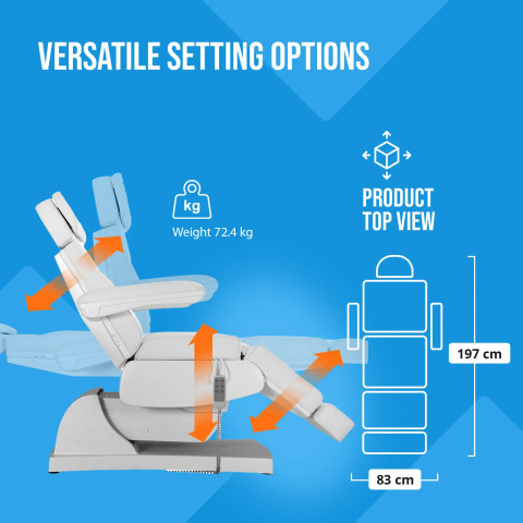
LATINA elektrinis masažinis SPA tatuiruočių krėslas su 3 varikliais, 200 W – baltas
