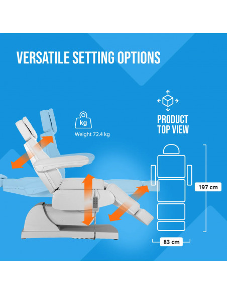 
LATINA elektrinis masažinis SPA tatuiruočių krėslas su 3 varikliais, 200 W – baltas

