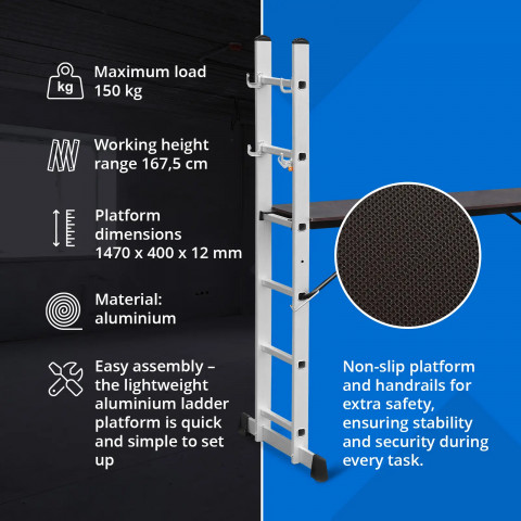
3 viename sulankstomos kopėčios pastoliai iki 2,73 m
