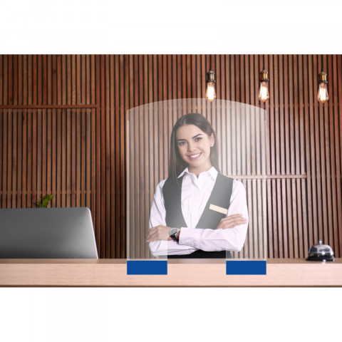 
Apsauginė organinio stiklo pertvara registratūros stalams, 850 x 700 mm
