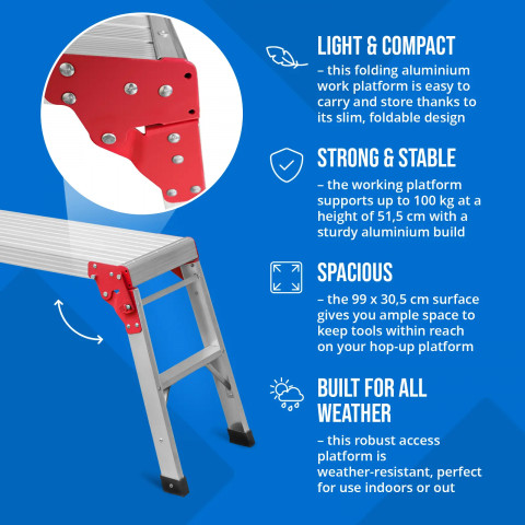 
Sulankstoma darbo platforma 99 x 30,5 cm, aukštis 51,5 cm
