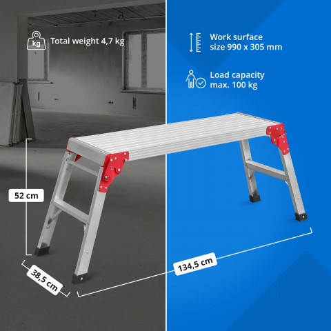 
Sulankstoma darbo platforma 99 x 30,5 cm, aukštis 51,5 cm
